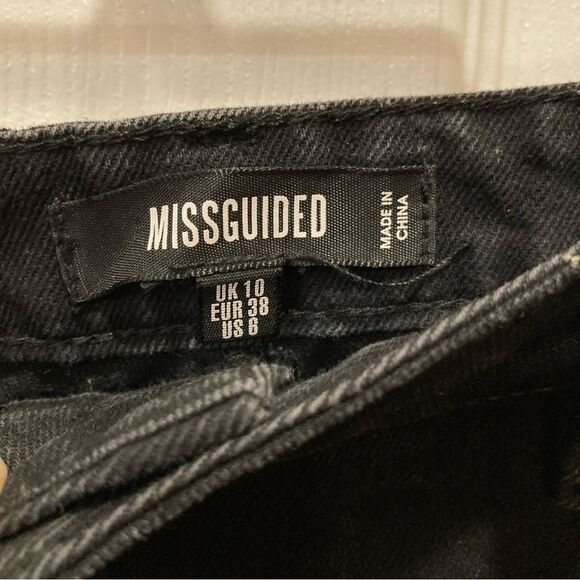 MISSGUIDED Baggy Cropped Black Jeans Size 6 - Picture 4 of 6
